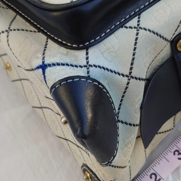 Dooney & Bourke Classic Cream Signature Canvas and Black Leather Baguette Bag - Picture 12 of 17